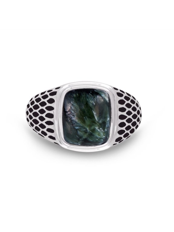 Seraphinite Sterling Silver Men Signet Ring