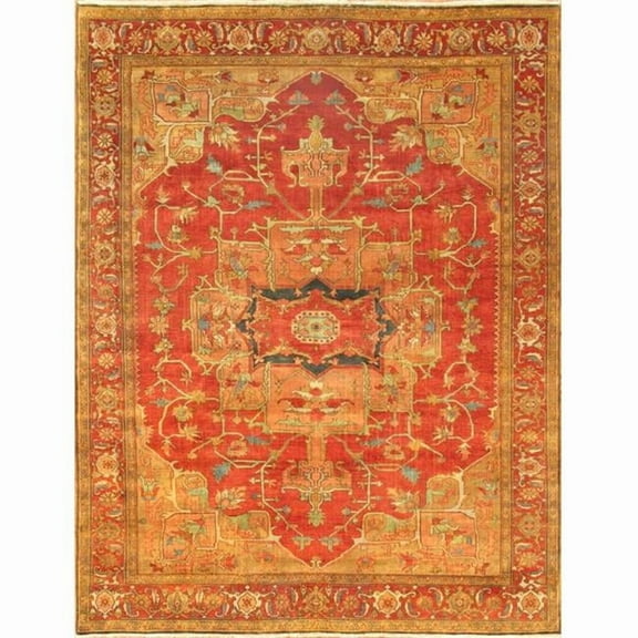 Serapi Collection Hand-Knotted Lamb's Wool Area Rug- - 9' 11' X 10' 0'