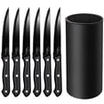 thumbnail image 1 of 6PCS Serated Steak Knives in Block,Stainless Steel Dinner Knives for Kitchen Cutlery Set Meat Cutting Knife, Dishwasher Safe, 1 of 9