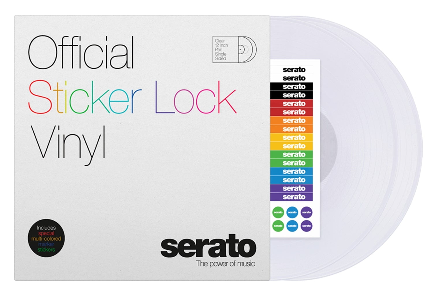 Serato SCV-PS-SL-BM Sticker Lock 12" Control Vinyl pressing for Serato DJ - (Pair)