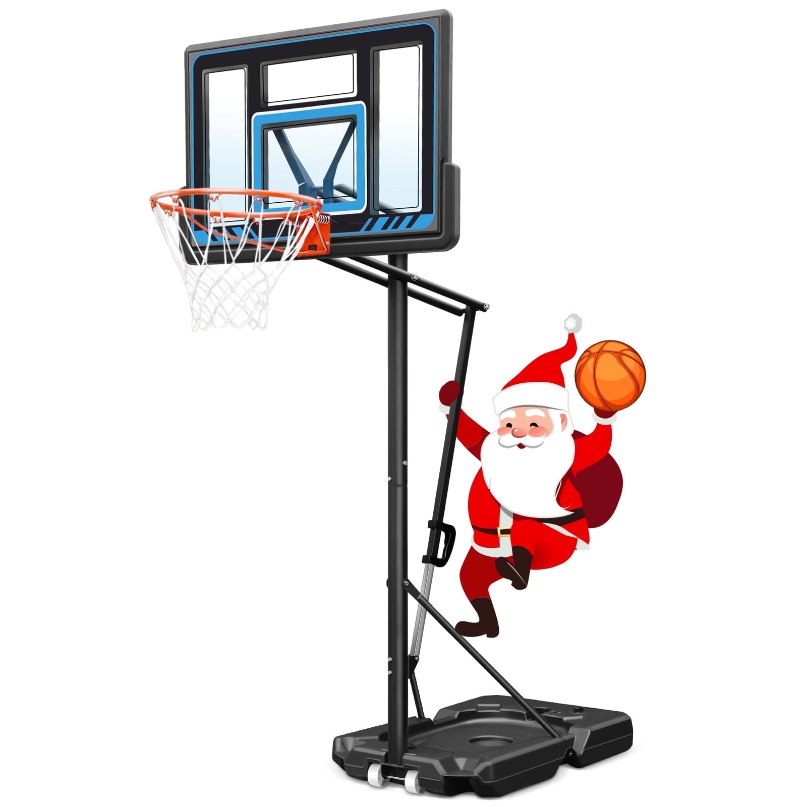SERAY Basketball Hoop 4.9-10 feet Height Adjustable for Kids, Teens & Adults, 44 inch Backboard and Portable Wheels, Basketball Goal System for Outdoor/Indoor Sports