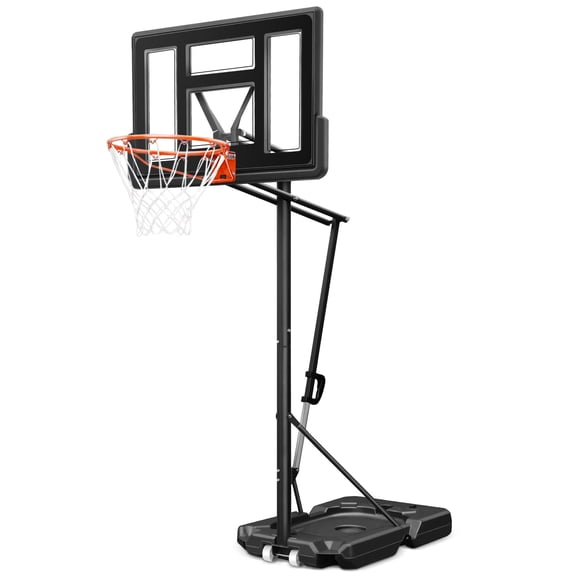 SERAY Basketball Hoop 4.9-10 feet Height Adjustable for Kids, Teens & Adults, 44 inch Backboard and Portable Wheels, Basketball Goal System for Outdoor/Indoor Sports