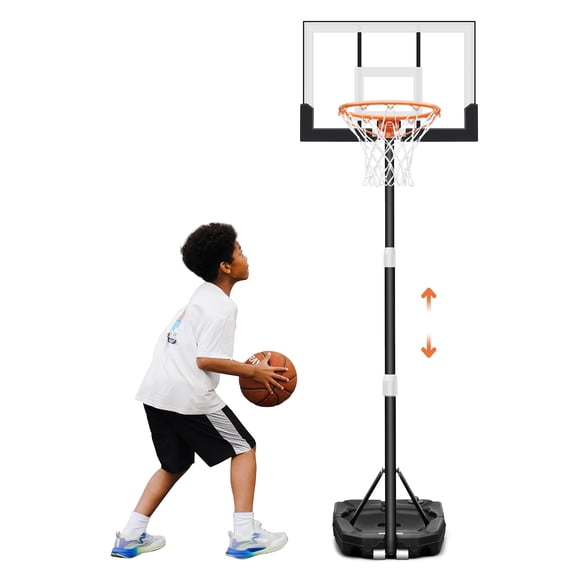 SERAY Adjustable Basketball Hoop for Kids, Teens & Adults, 3.2-7.2 feet Height, Portable Basketball Goal with 29 inch Backboard & 2 Wheels for Indoor & Outdoor Use