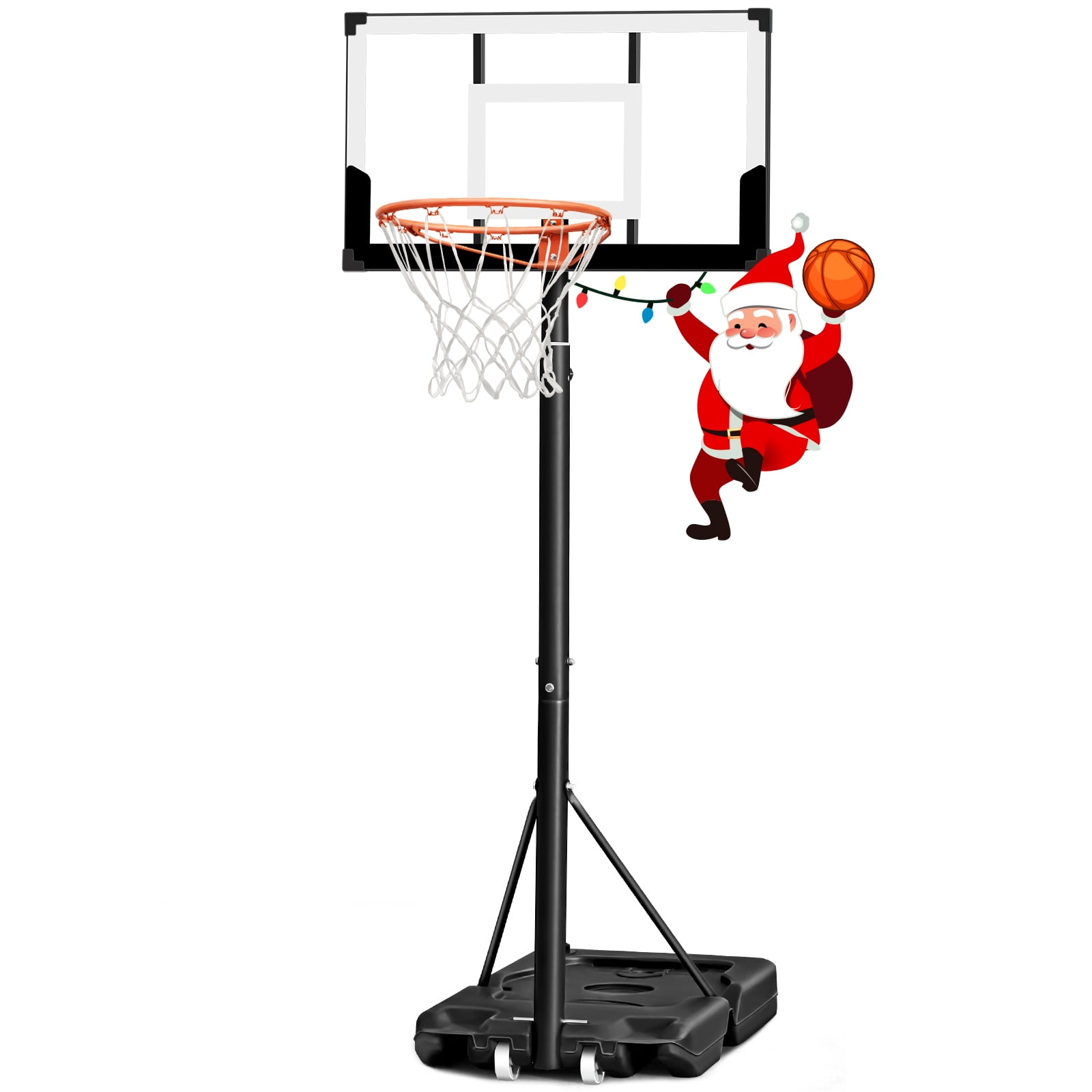 SERAY Adjustable Basketball Hoop for Kids, Teens & Adults, 3.3 to 10 feet Height, 40 inch Backboard, Portable with 2 Wheels, Indoor/Outdoor Use