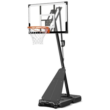 Seray Basketball Hoop with 4.8-10 feet Height Adjustable for Kids/Adults, Portable Basketball Goal with 44 inch Backboard and 2 Wheels for Outdoor/Indoor Sports