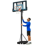 Seray Basketball Hoop with 4.8-10 Foot Height Adjustable for Teens/Adults, Basketball Hoop Outdoor with 44 Inch Backboard and 2 Wheels for Outdoor/Indoor Sports