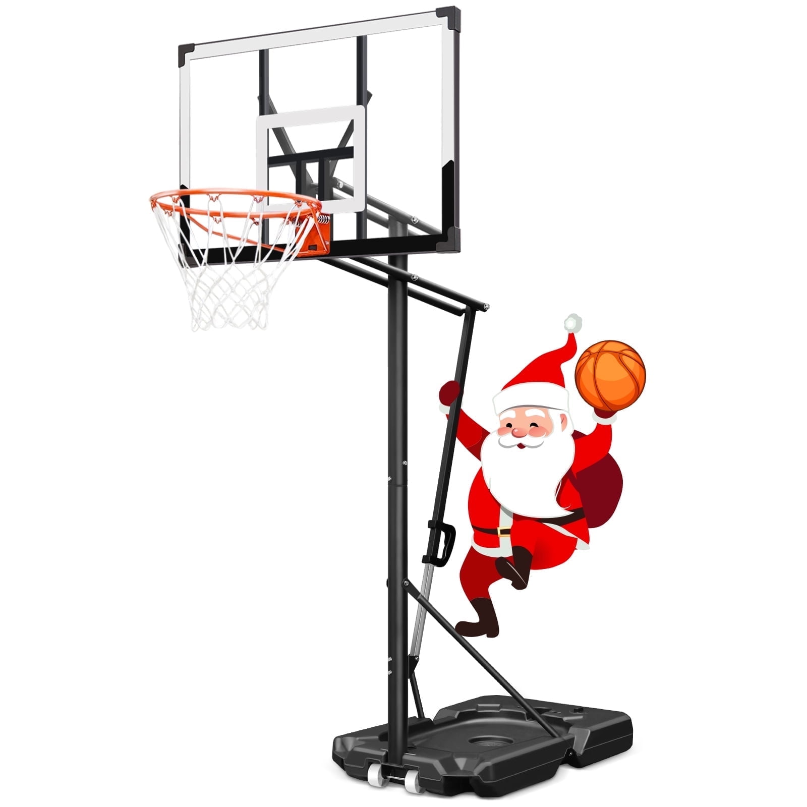SERAY Basketball Hoop 4.9-10 feet Height Adjustable for Kids, Teens & Adults, 44 inch Backboard and Portable Wheels, Basketball Goal System for Outdoor/Indoor Sports