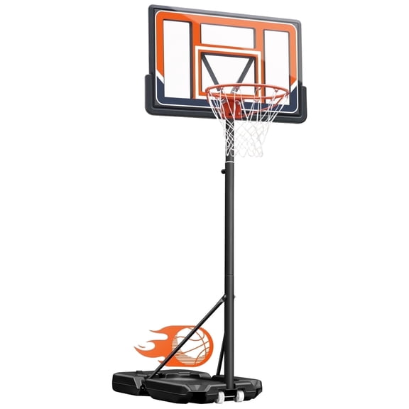 SERAY Basketball Hoop with 44 inch Backboard and 2 Wheels, Basketball Hoop Outdoor 3.8-10 feet Adjustable Height for Kids/Adults Outdoor/Indoor Sports