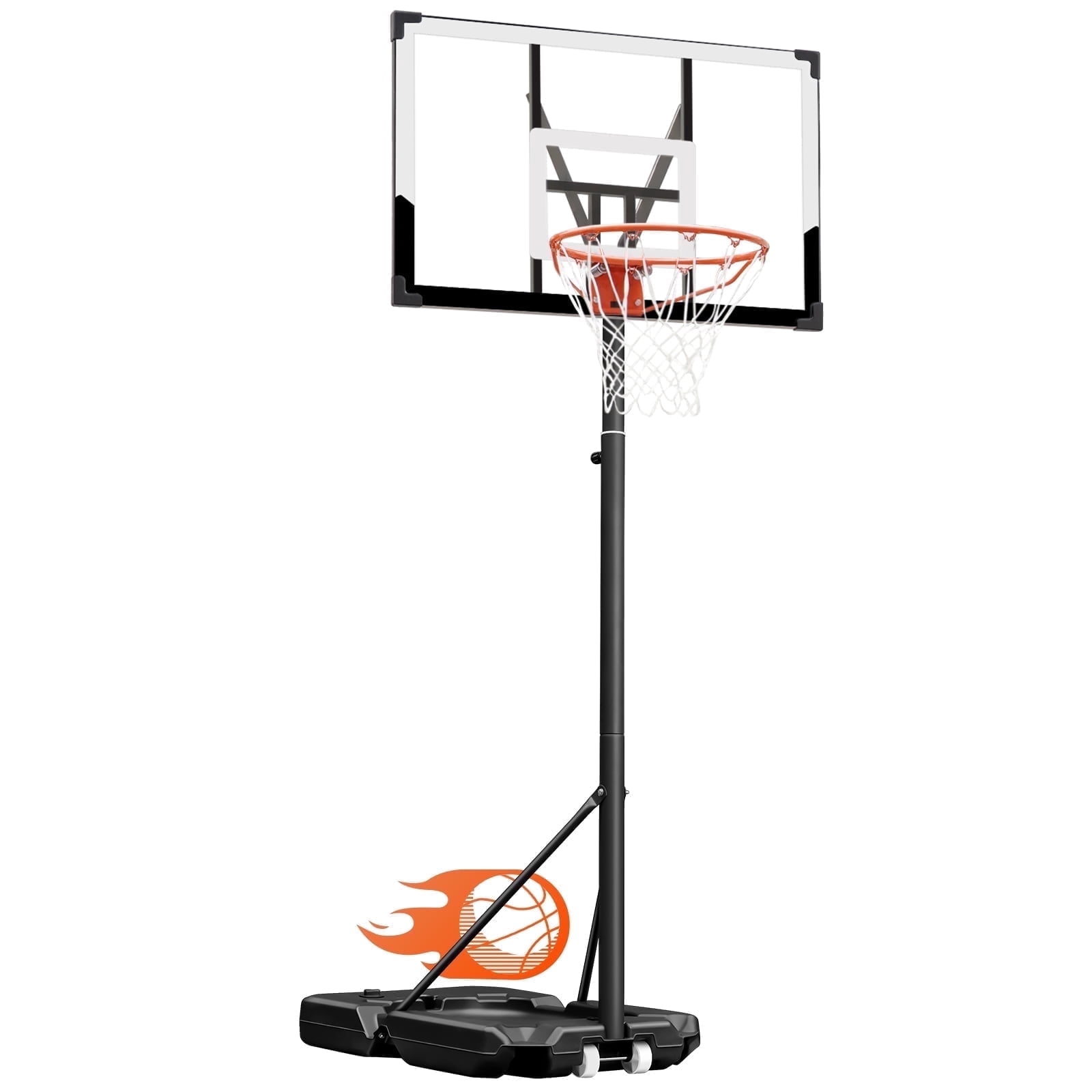 SERAY Basketball Hoop with 44 inch Backboard and 2 Wheels, Basketball Hoop Outdoor 3.8-10 feet Adjustable Height for Kids/Adults Outdoor/Indoor Sports
