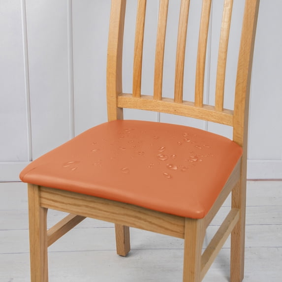 Serbasic PU Leather Dining Chair Seat Covers Waterproof Bar Stool Slipcovers Stretch Elastic Chair Cushion Cover Protector Wipeable Washable Barstool Seat Pads for Kitchen Home Cafe (14"-18"),1 Pack