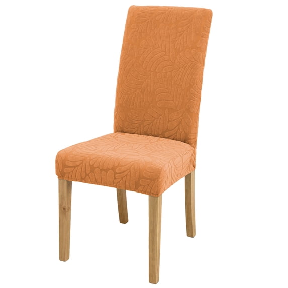 Serbasic Stretch Jacquard Dining Chair Covers 1 Pack, Large Leaf Patterned Parsons Chair Covers, Removable Washable Dining Room Chair Protector Slipcovers for Kitchen, Party, Home Decor, Orange