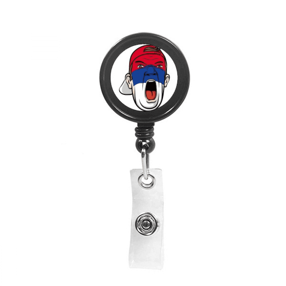 Serbia Flag Facial Makeup Head Screang Cap Retractable Keychain Badge Holder ID Badge