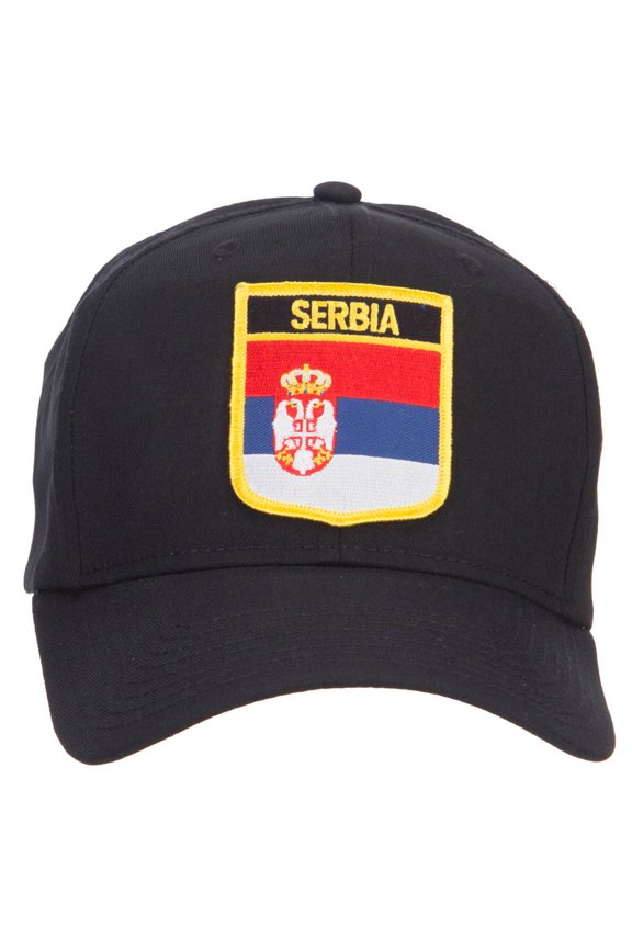 Serbia Flag Shield Patched Cap - Black OSFM