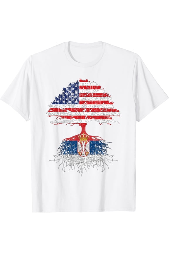 Serbia Roots Serbian American Flag USA Citizenship Gift Idea T-Shirt