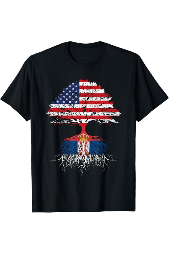 Serbia Roots Serbian American Flag USA Citizenship Gift Idea T-Shirt