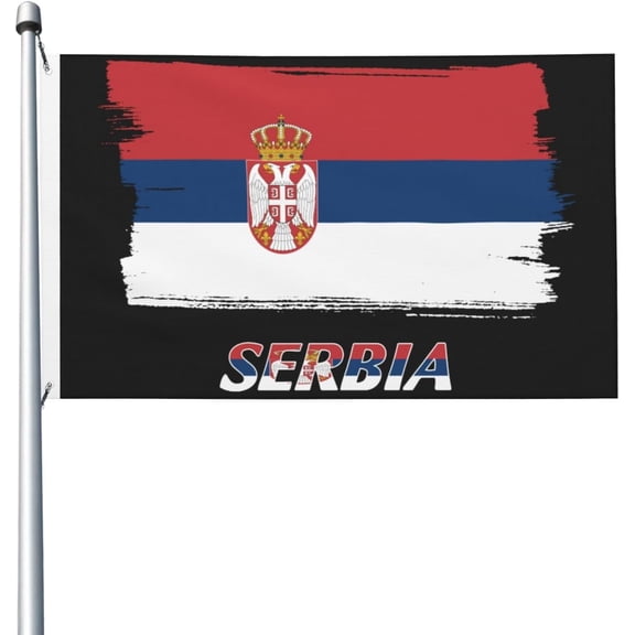 Serbia Serb Flag 3x5 Ft Breeze Banner Double Sided Vivid Color And Fade Proof 100% Polyester With 2 Metal Grommets G