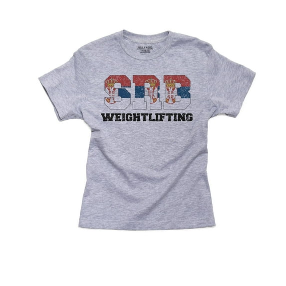 Serbia Weightlifting - Olympic Games - Rio - Flag Boy's Cotton Youth Grey T-Shirt
