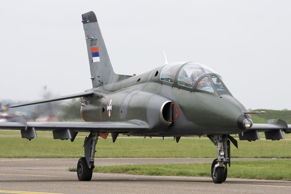 Serbian Air Force Soko G-4 Super Galeb Canvas Art - Anton BalakchievStocktrek Images (18 x 12)