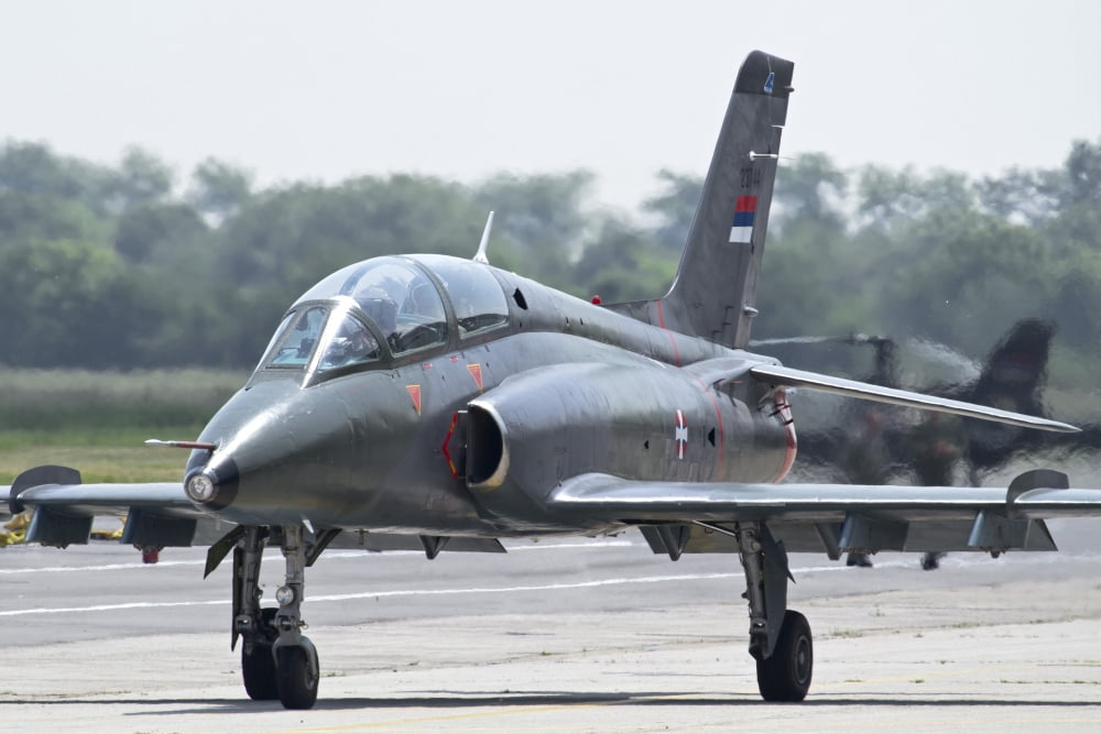 Serbian Air Force Soko G-4 Super Galeb Canvas Art - Anton BalakchievStocktrek Images (18 x 12)