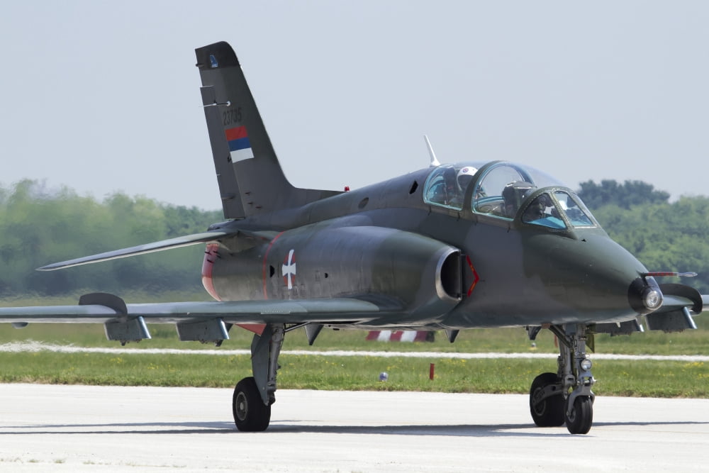 Serbian Air Force Soko G-4 Super Galeb Canvas Art - Anton BalakchievStocktrek Images (18 x 12)