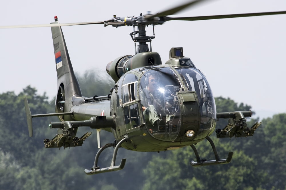 Serbian Air Force Soko SA-342L GAMA helicopter Canvas Art - Anton BalakchievStocktrek Images (18 x 12)