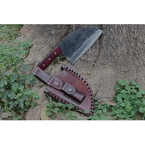 Serbian® Razor Sharp Cleaver Handforged Carbon Steel Chef Knife 3-layer with Leather Sheath