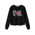 thumbnail image 1 of Serdomi Black Graffiti Crop Sweatshirt for Little & Big Girls - Cool Top Clothes Size 10, 1 of 7