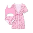 thumbnail image 1 of Serdomi Girls 2 Piece Swimsuit Set Mesh Cover Up & Floral Print One Piece Swimsuit Cut Out Adjustable Strap Swimwear Size 14, 1 of 7