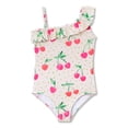 thumbnail image 1 of Serdomi Girls Adjustable Double Strap Swimsuit for Kids Pink Cherry Print Bathing Suit Size 8, 1 of 7