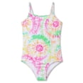 thumbnail image 1 of Serdomi Girls Adjustable Double Strap Swimsuit for Toddler Colorful Tie-Dye Spiral Print Bathing Suit Size 5/6, 1 of 7