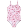 thumbnail image 1 of Serdomi Girls Adjustable Double Strap Swimsuit for Toddler Pink Watercolor Flower Print Bathing Suit Size 5/6, 1 of 7