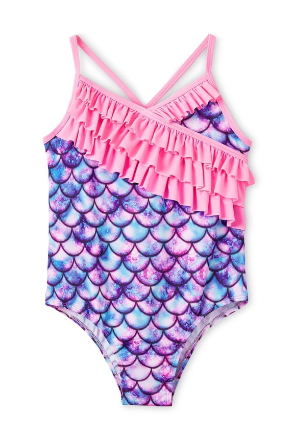 Little Girls Ruffle Mermaid One Piece Swimsuit Bathing Suit Kid Size 8