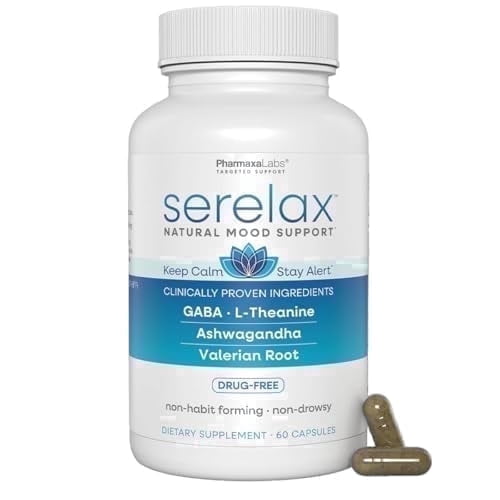 Serelax Mood Support Supplement - L-Theanine & Stress Relief, 60 capsules
