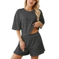 thumbnail image 1 of Krdevn Pajamas for Women Set - Ladies Pajama Set Solid Color Loose Shorts Set,Sleepwear for Women,Size:L, 1 of 8