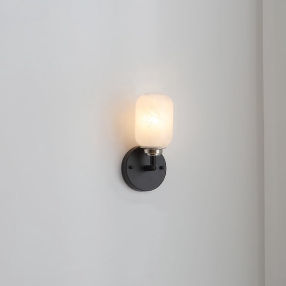 Seren 1-Light Matte Black Wall Sconce Light with Handmade Glass Shades, Modern Style Wall Lamp with Rotatable Light