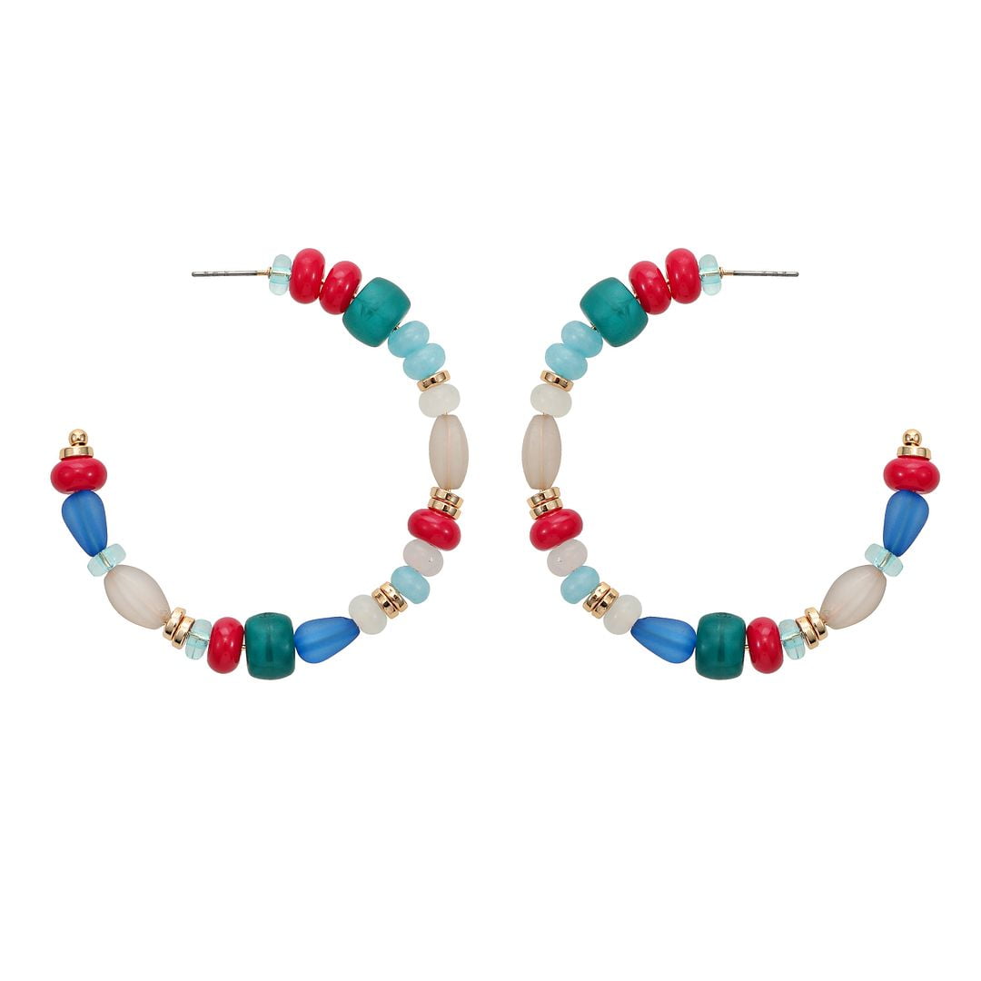 Multi colored beaded hoop earrings online