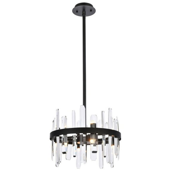 Serena 16 inch crystal round pendant in black