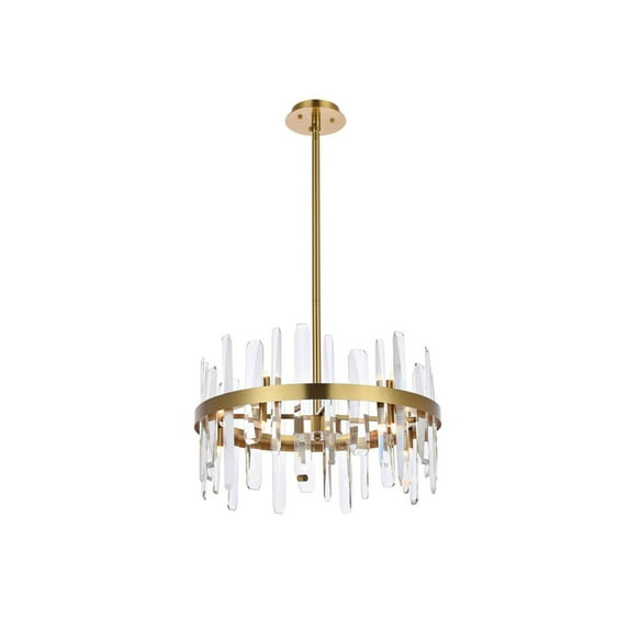 Serena 20 inch crystal round pendant in satin gold