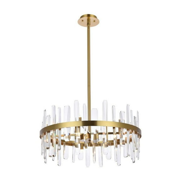 Serena 25 inch crystal round pendant in satin gold