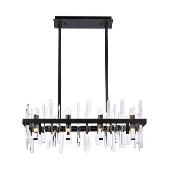 Serena 30 inch crystal rectangle chandelier in black