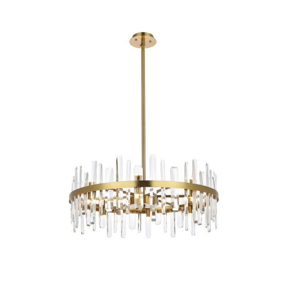 Serena 32 inch crystal round chandelier in satin gold