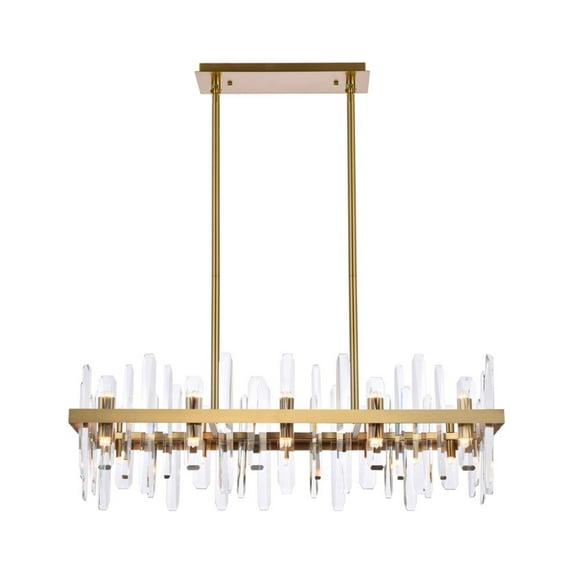 Serena 36 inch crystal rectangle chandelier in satin gold
