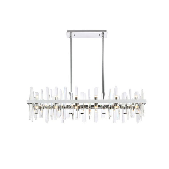 Serena 42 inch crystal rectangle chandelier in chrome