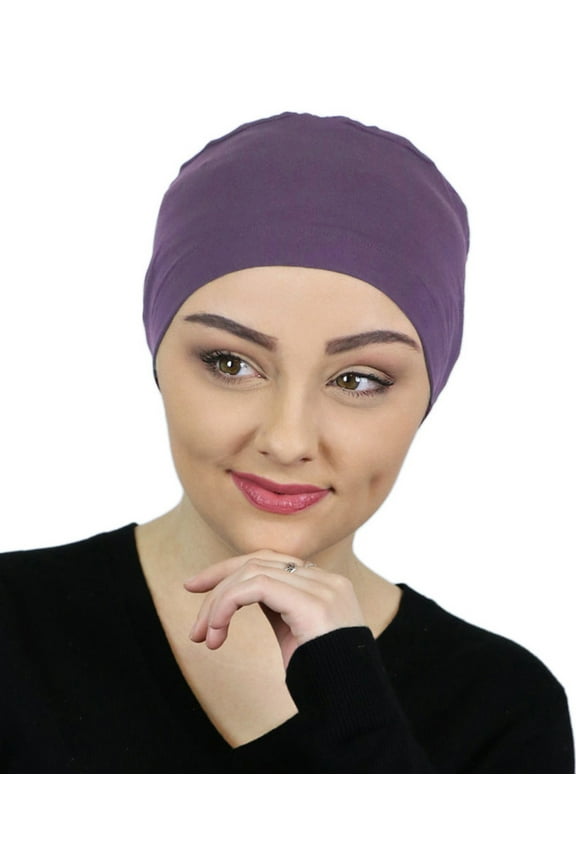 Serena Bamboo Sleep Cap Chemo Headwear Cancer Hat Sleeping Night Beanie Turbans for Women (Dusty Plum)