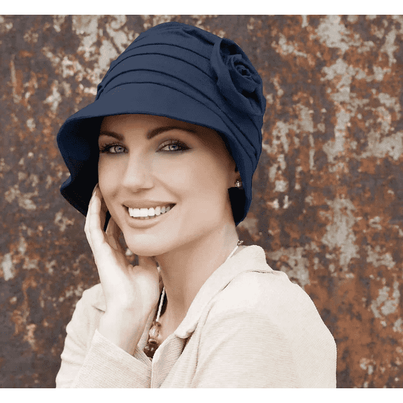 Serena Flower (Navy) Luxury Fashion Bucket Sun Hat for Women / Summer Hat / Soft Sun Cap / UPF 50+ Protection / One Size / Available in 4 Colors