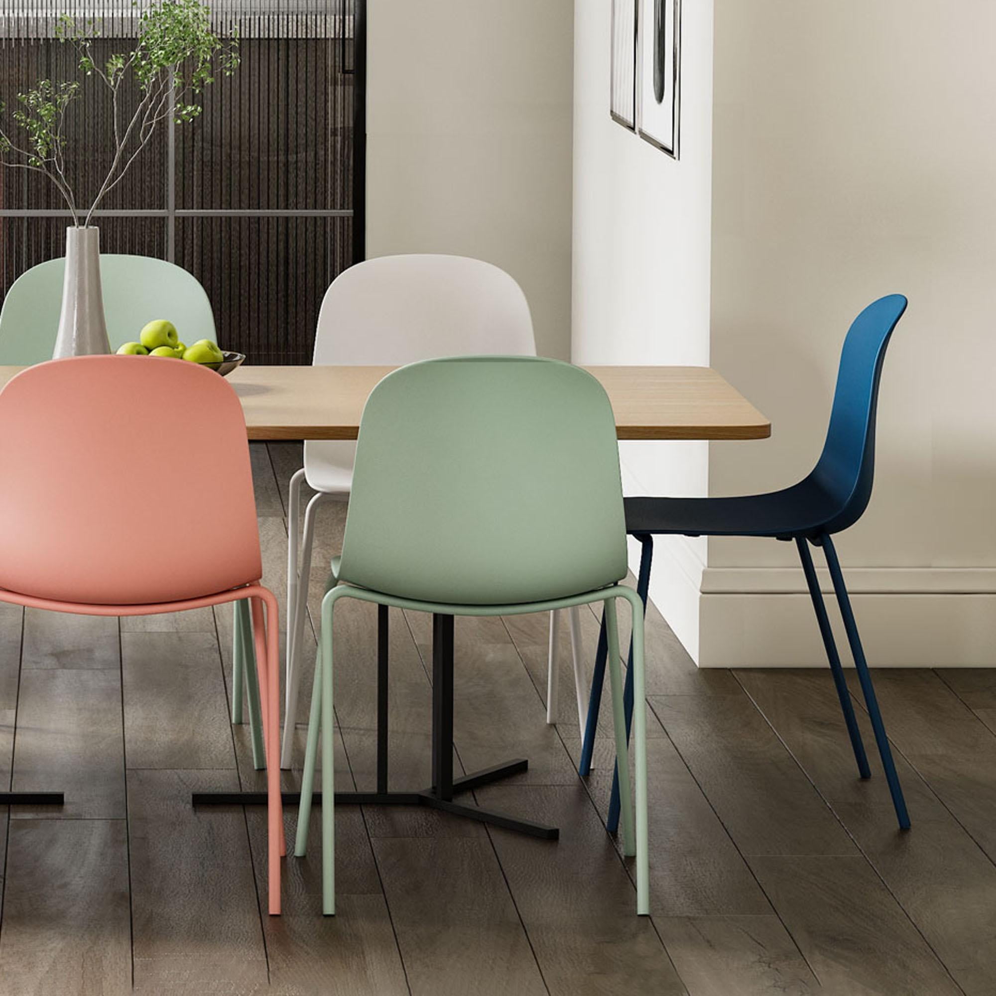 Aloe Green Metal Stackable Dining Side Chair