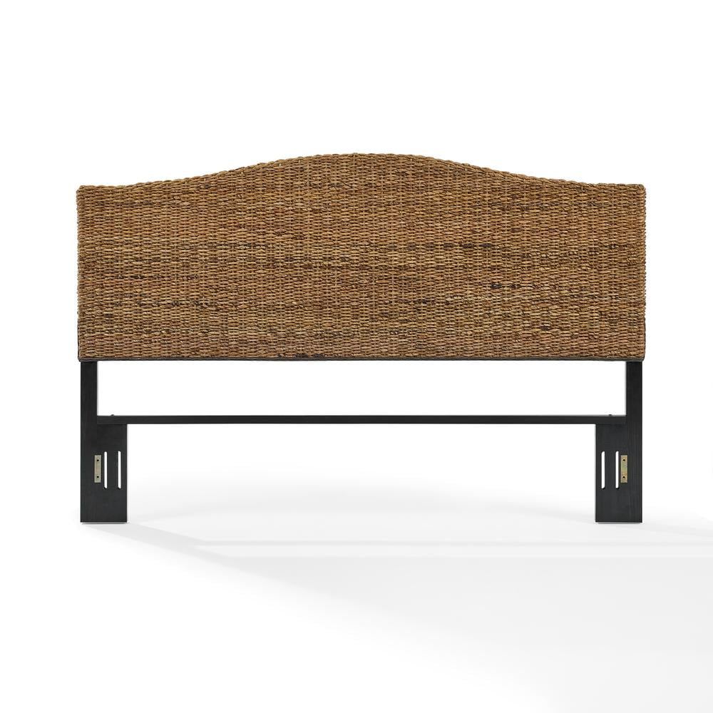 Serena King Natural Banana Leaf Rattan Headboard with Metal Frame