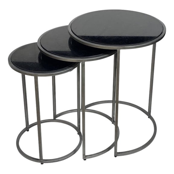 Serena Nesting Tables - Black Marble - Industrial