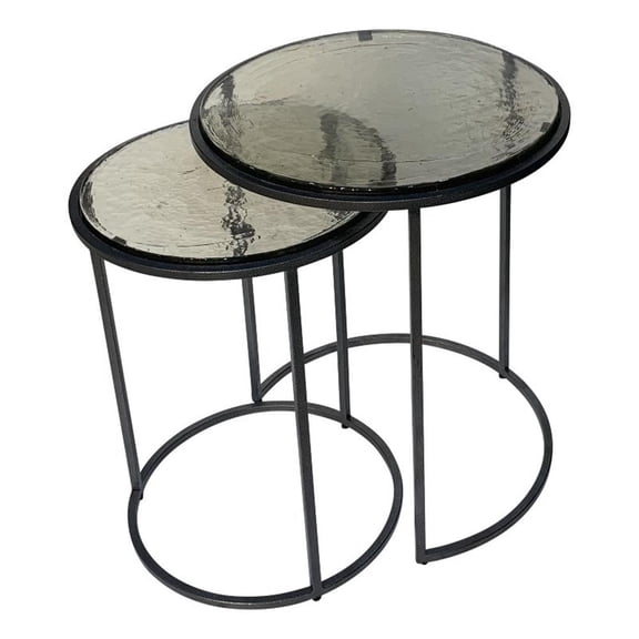 Serena Nesting Tables - Recycled Glass - Antique Gold