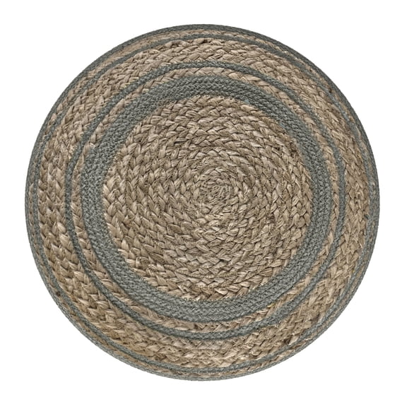 Serena - Round Braided Pouf - Dove Grey